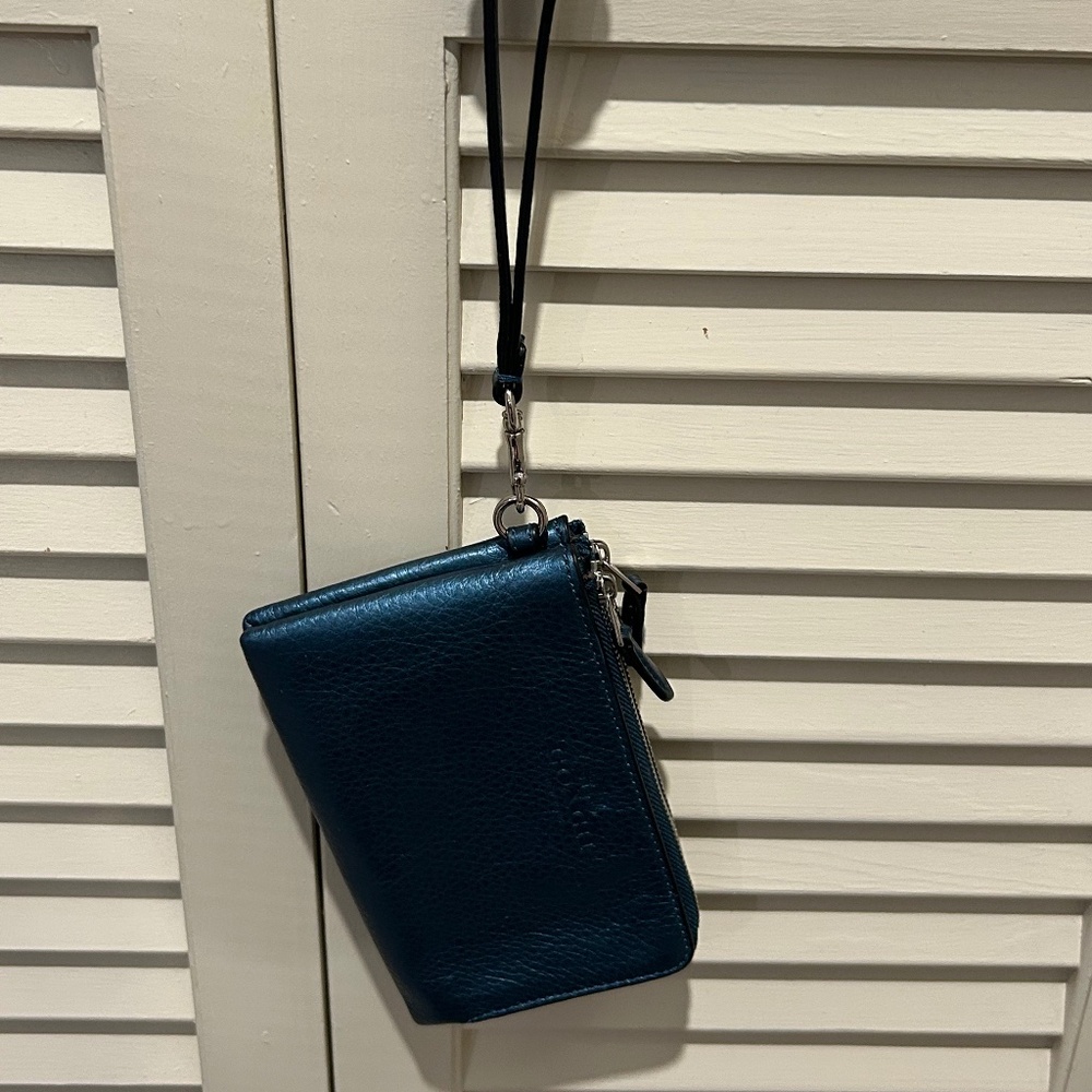 Mini Coach Wristlet Double Zipper Clutch